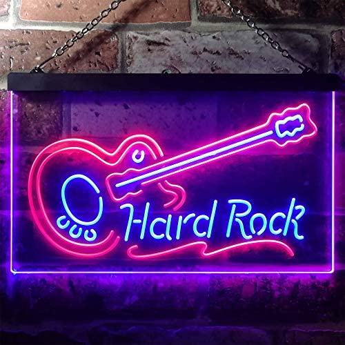Guitar Hard Rock Music Dual LED Neon Light Sign